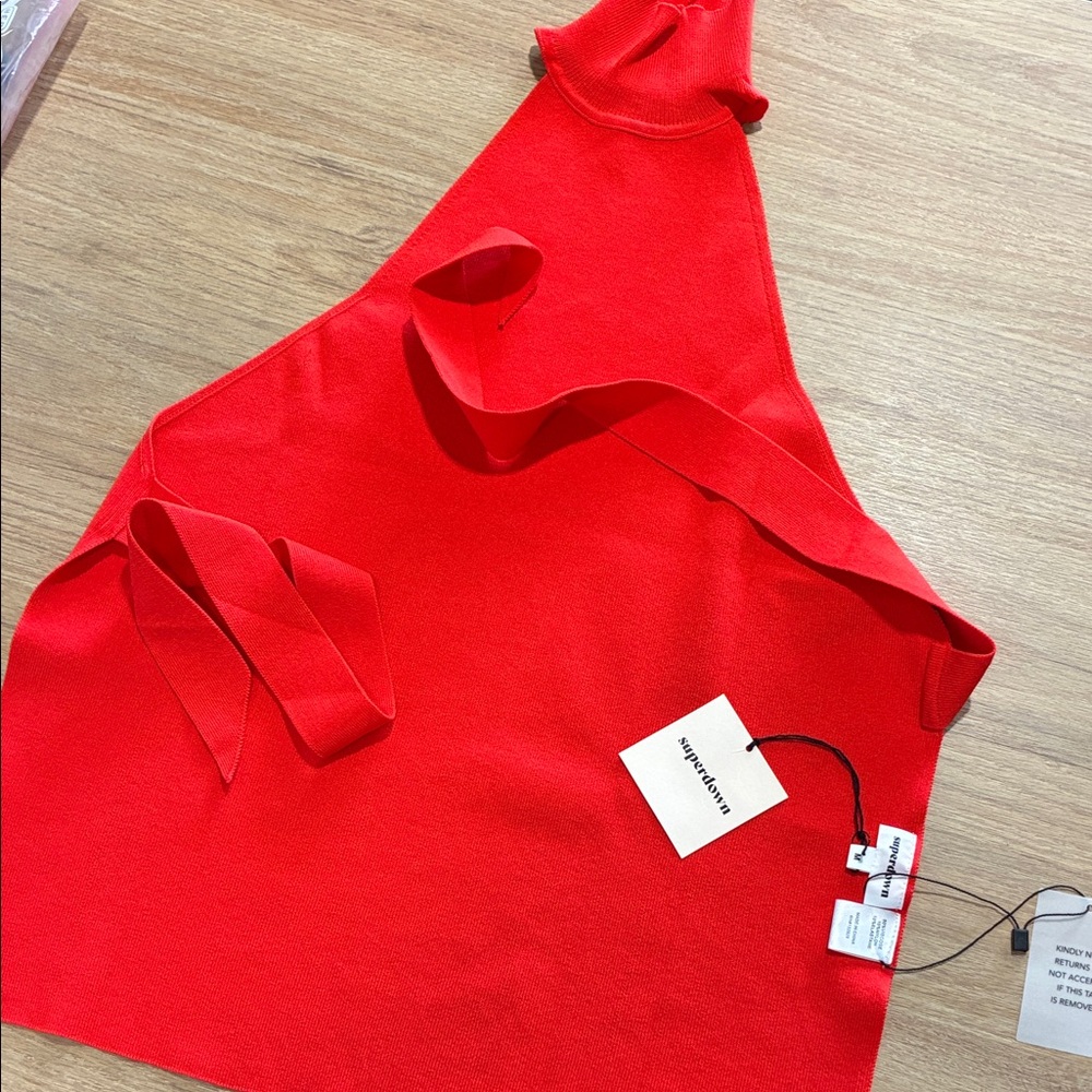 New with tags superdown Red Knit Halter Top with Tie Straps